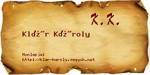Klár Károly névjegykártya