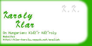 karoly klar business card